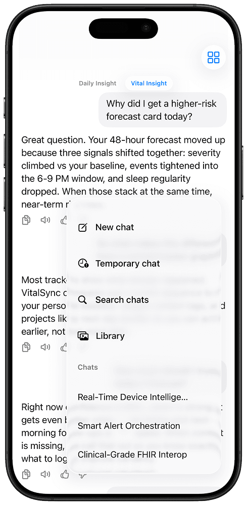 VitalSync app chat view screen